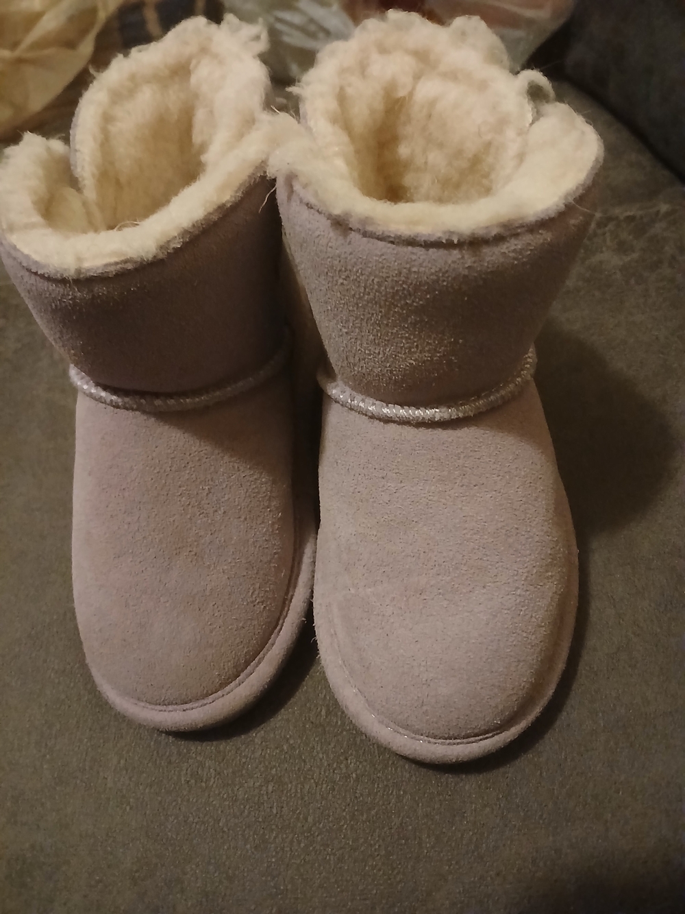 BearPaw Kids Suede-Look Faux Shearling Boots - Light Purple Size 7
